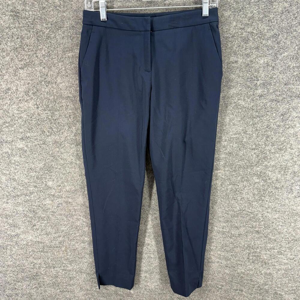 H&M Dress Pants Women 4 Blue High Rise Pleated Pockets Straight Cotton Casual
